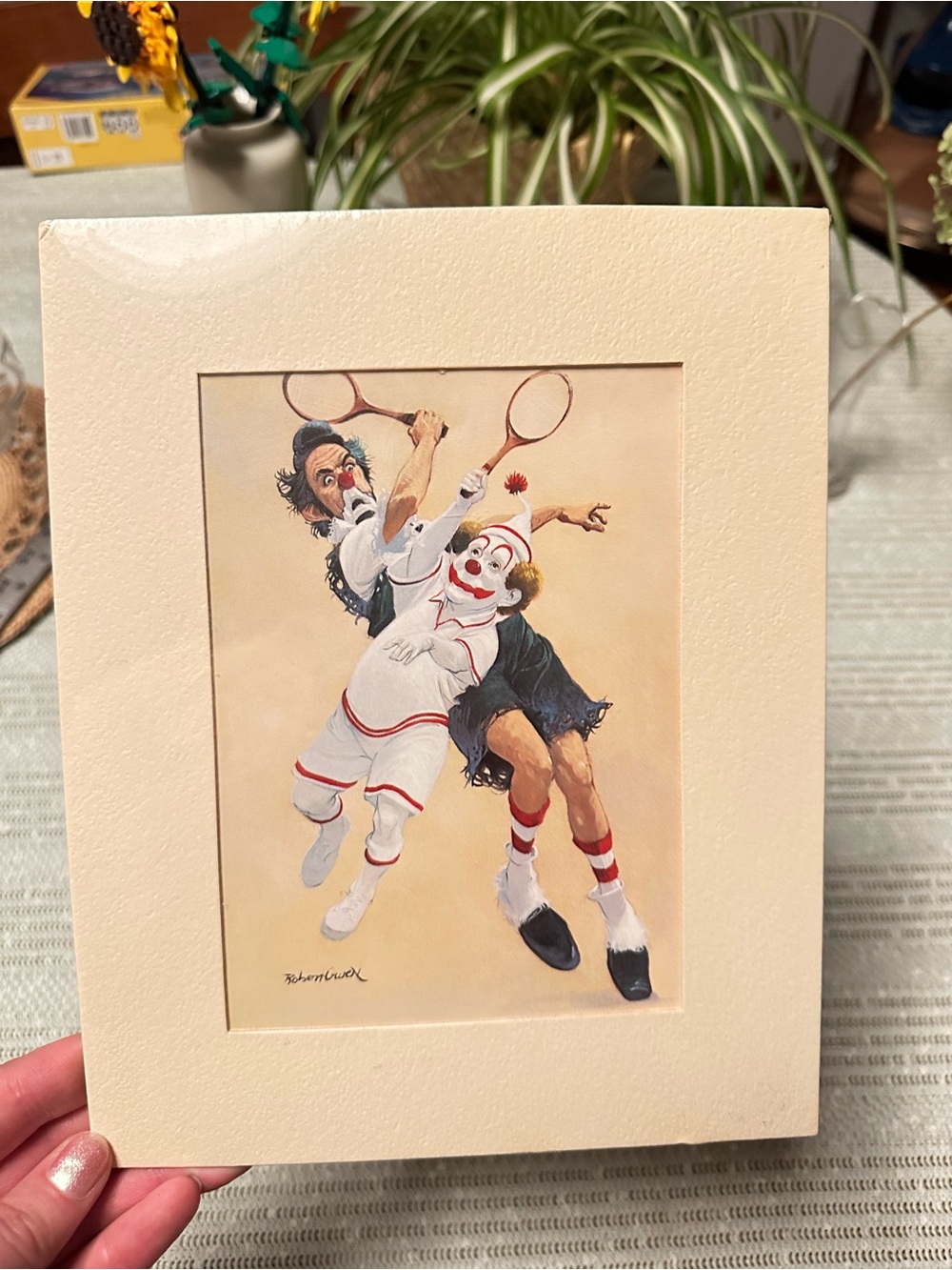 Vintage 1976 Robert Owen Love 40 Tennis Clowns Print 8x10 Matted